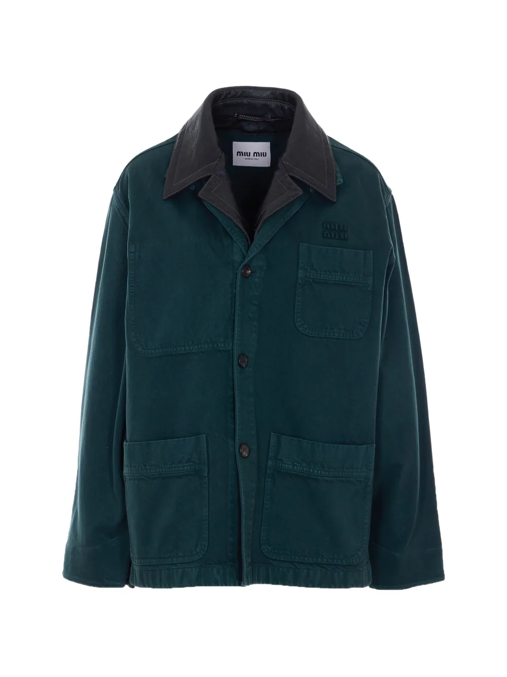 Miu Miu embroidered-logo single-breasted coat - Verde