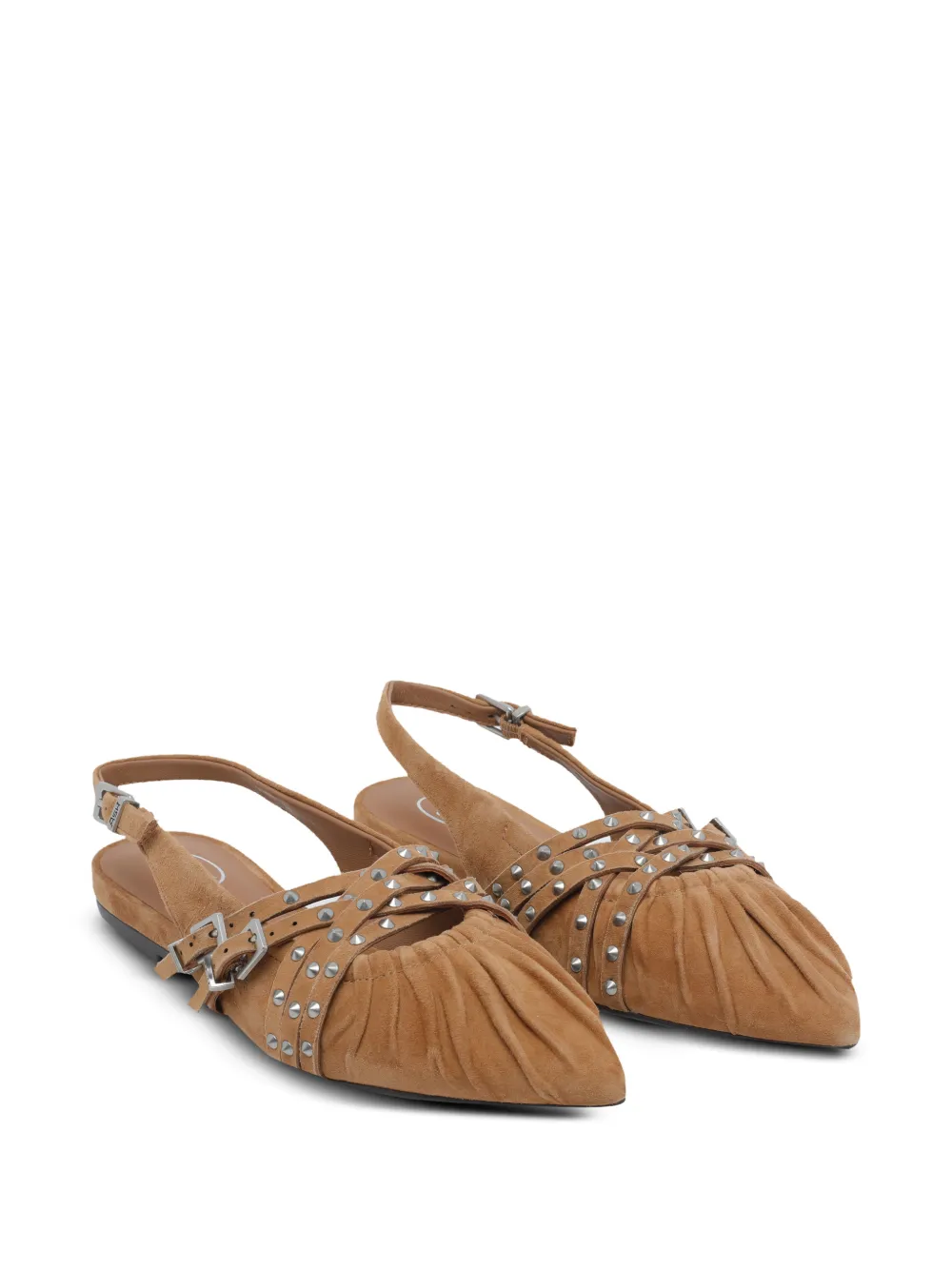 Ash Bianca stud-embellished buckle-detail mules Beige