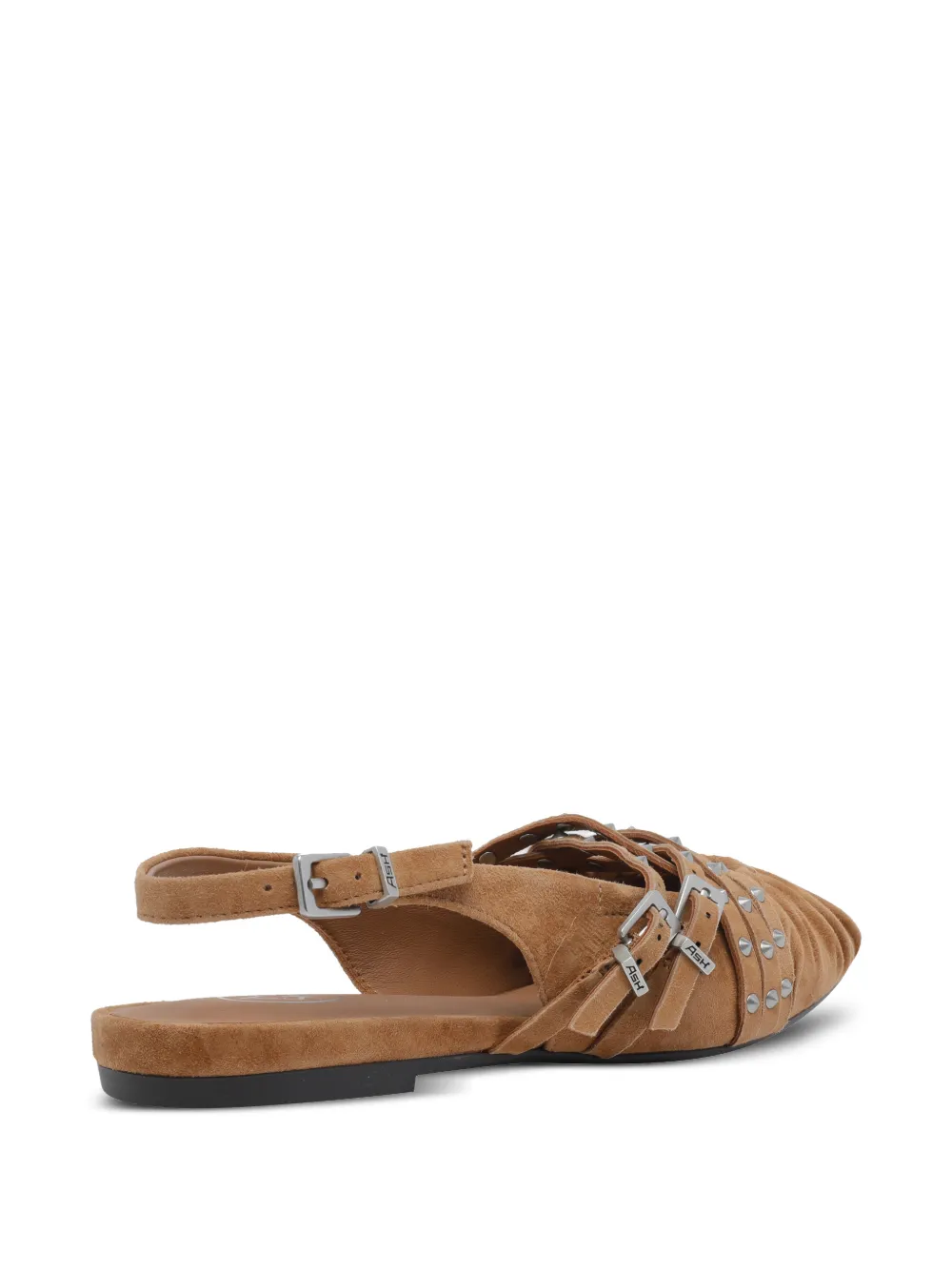 Ash Bianca stud-embellished buckle-detail mules Beige