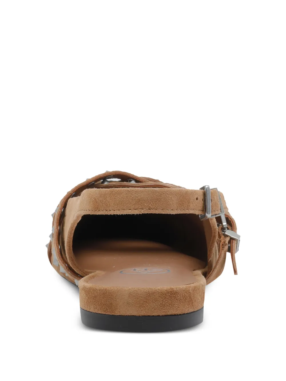 Ash Bianca stud-embellished buckle-detail mules Beige
