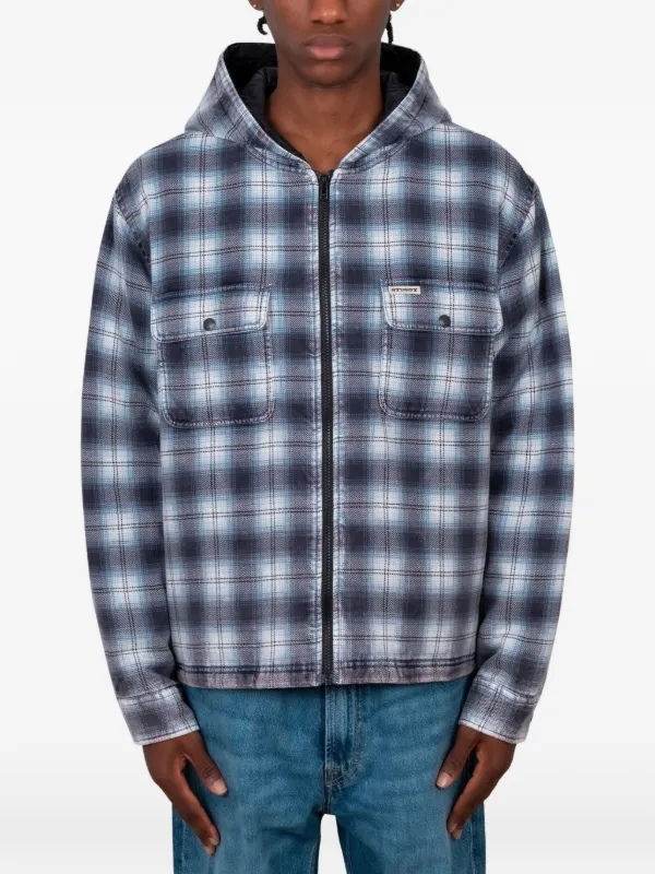 stussy 青 チェック柄 ジップ ワークジャケット Stüssy チェック ジップジャケット | ブルー | FARFETCH JP