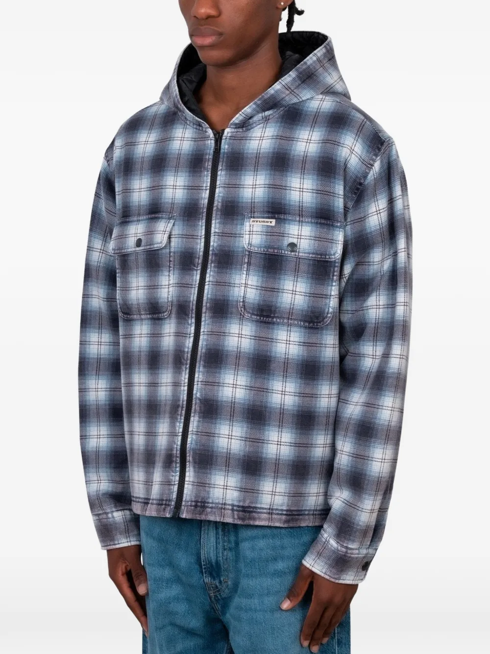 Stüssy Geruit jack met rits Blauw