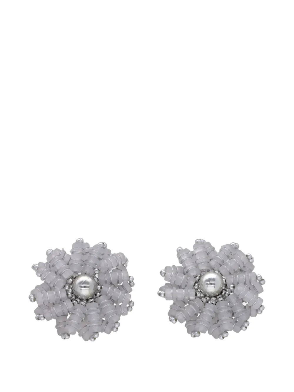 Vintage beaded floral-design earrings - Argento