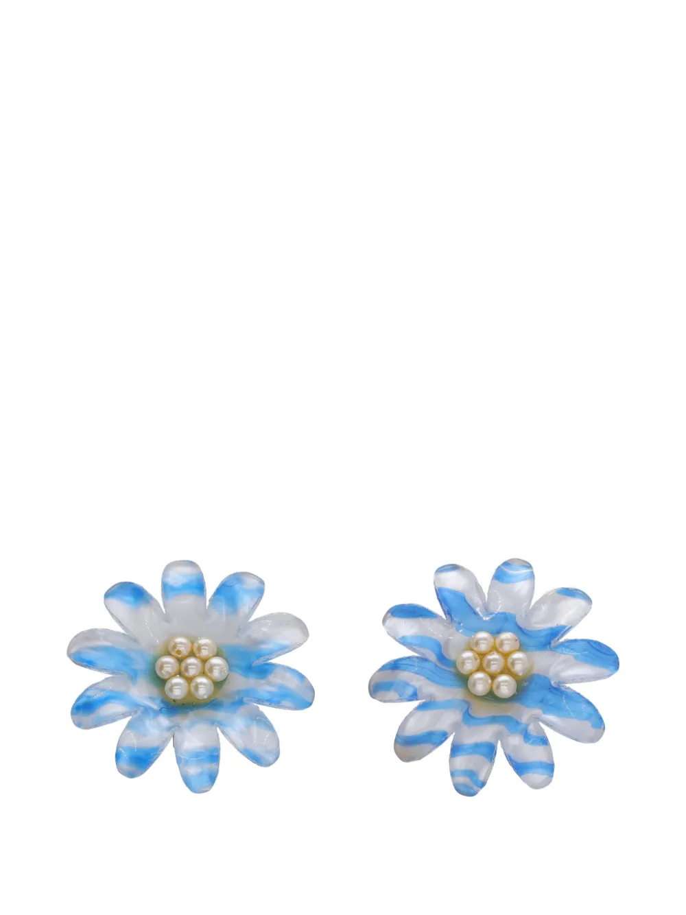 Vintage floral faux-pearl earrings - Bianco