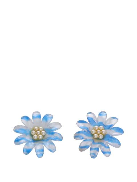 Vintage floral faux-pearl earrings