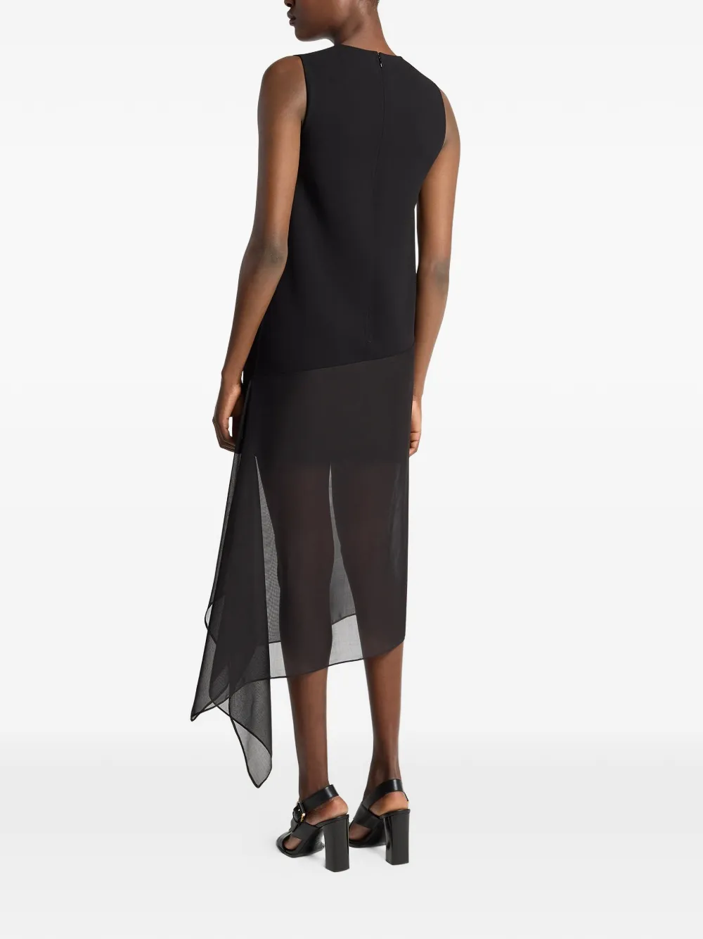 Michael Kors Collection Asymmetrische midi-jurk met sluier Zwart
