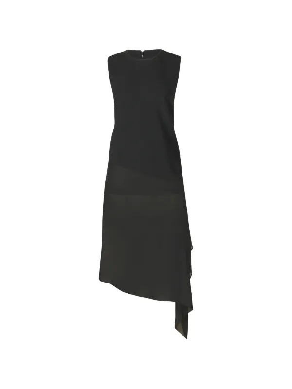 Michael Kors Collection Asymmetric Veiled Midi Dress in Black