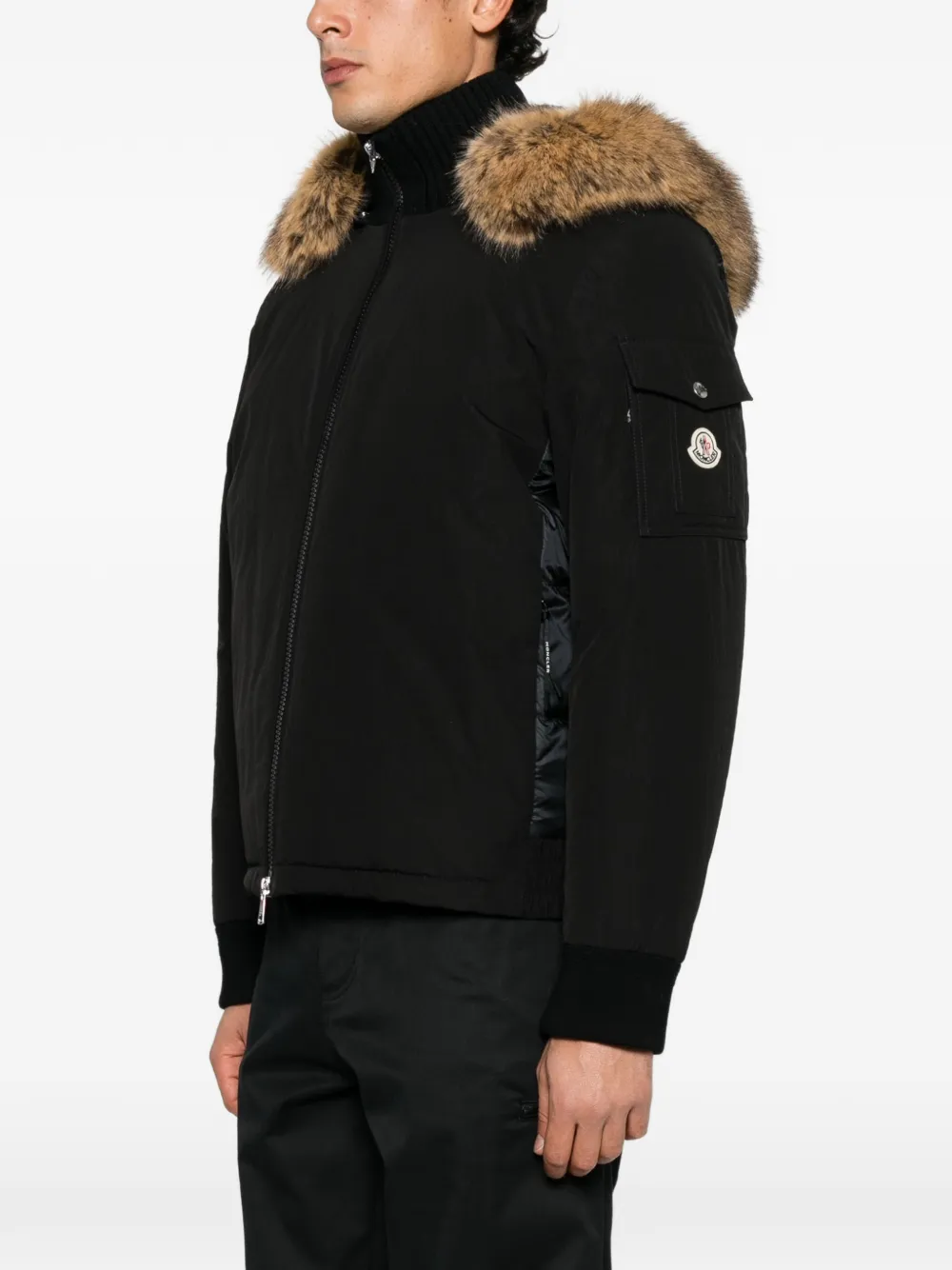 Moncler Drelisca fur-trimmed quilted jacket Zwart