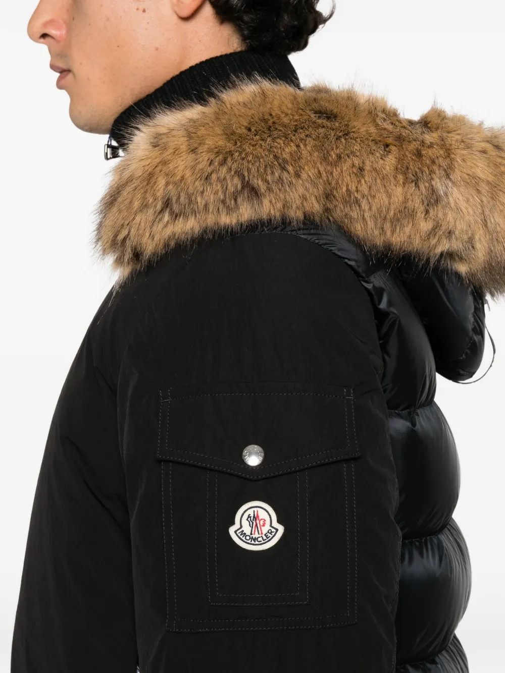 Moncler Drelisca fur-trimmed quilted jacket Zwart