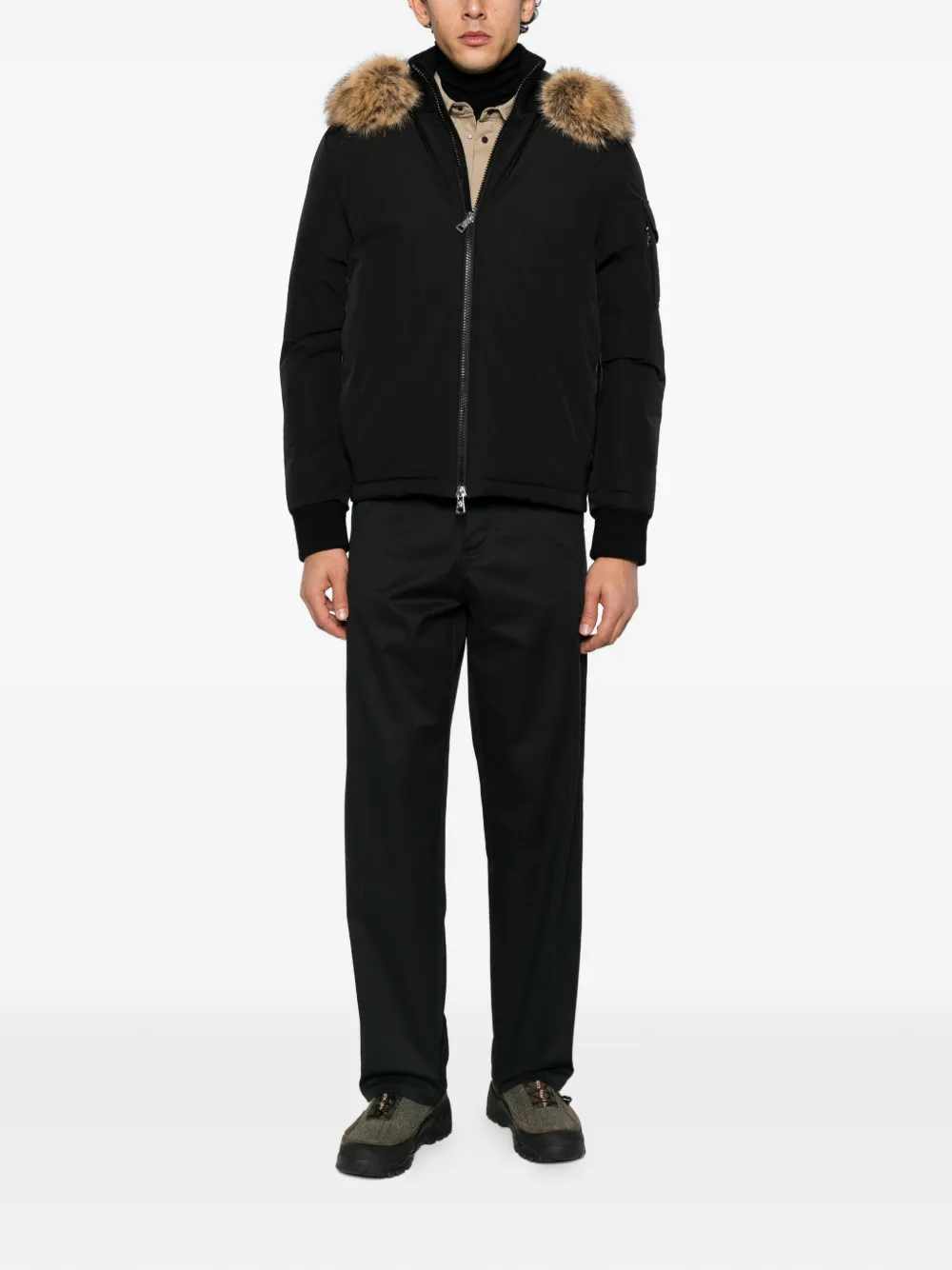 Moncler Drelisca fur-trimmed quilted jacket Zwart