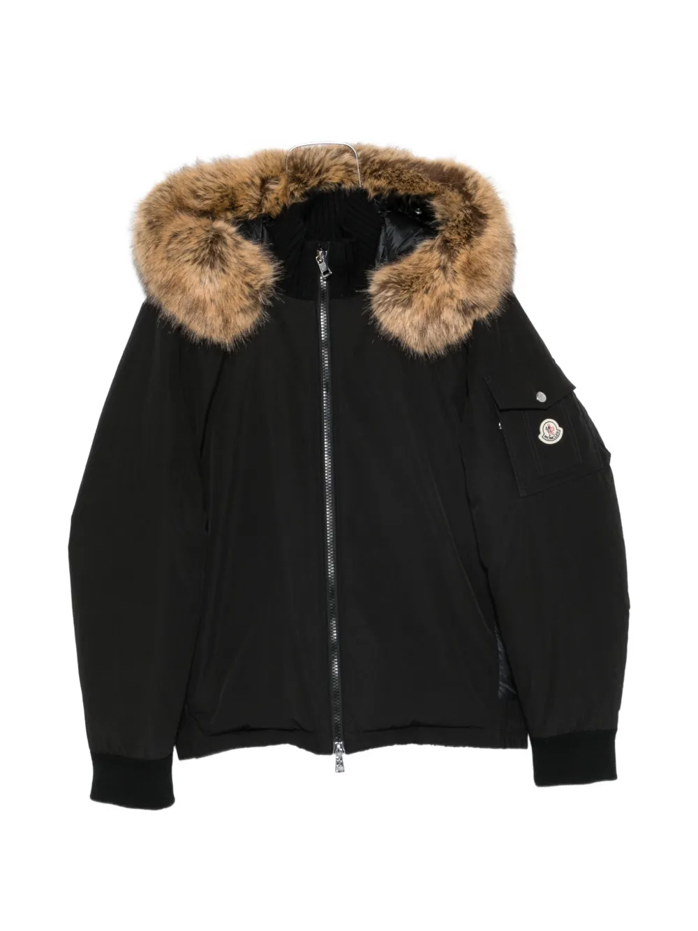 Moncler Drelisca fur-trimmed quilted jacket Zwart
