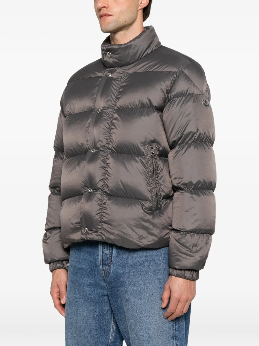 Moncler Pesio gewatteerd donsjack met hoge kraag Grijs