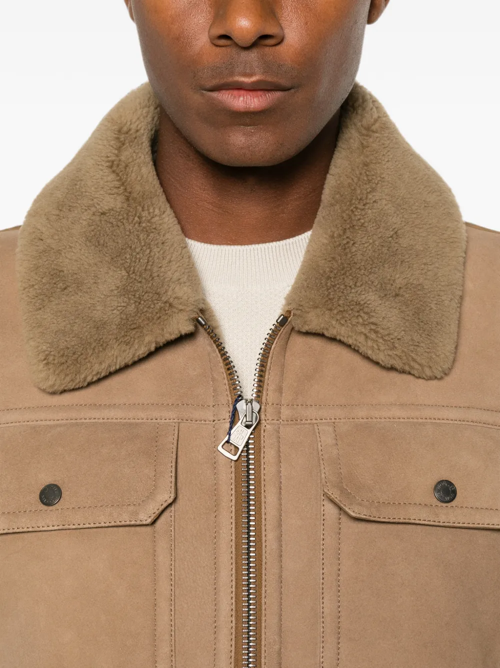 Moncler Zerique jack met lammy kraag Beige
