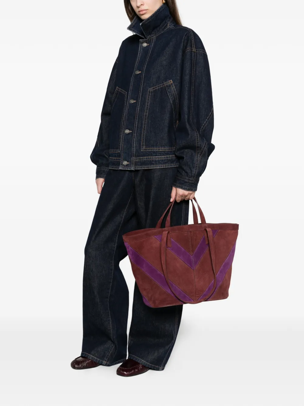 Missoni medium Trapezoid suede calfskin tote bag Rood