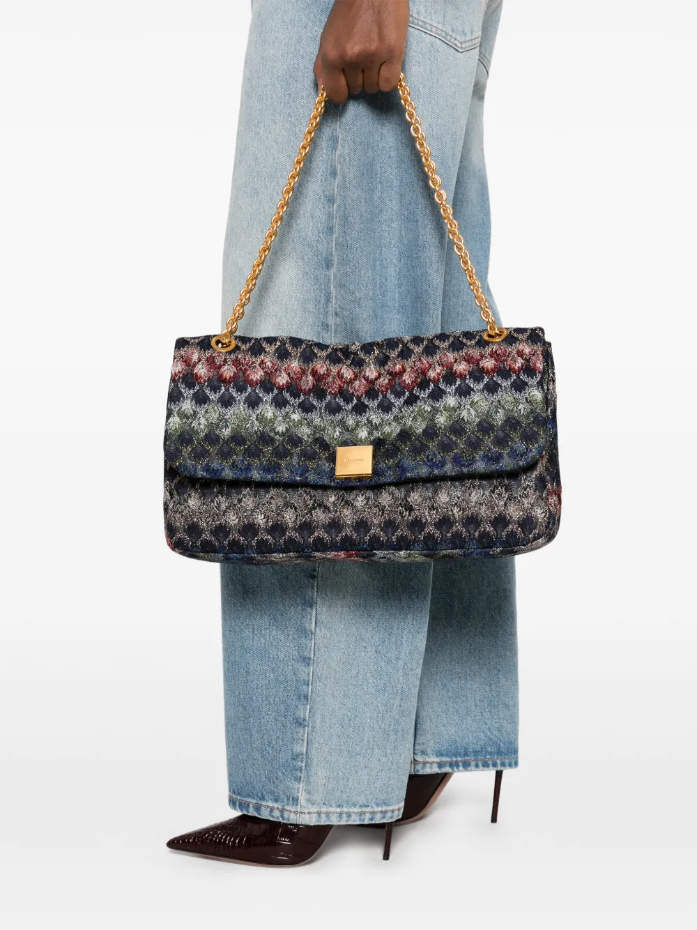 Missoni Mini-schoudertas met knopen en kant Blauw