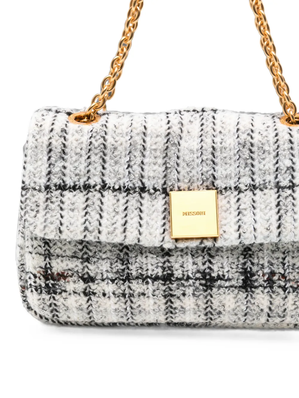 Missoni Caperdoni geruite gebreide schoudertas Wit