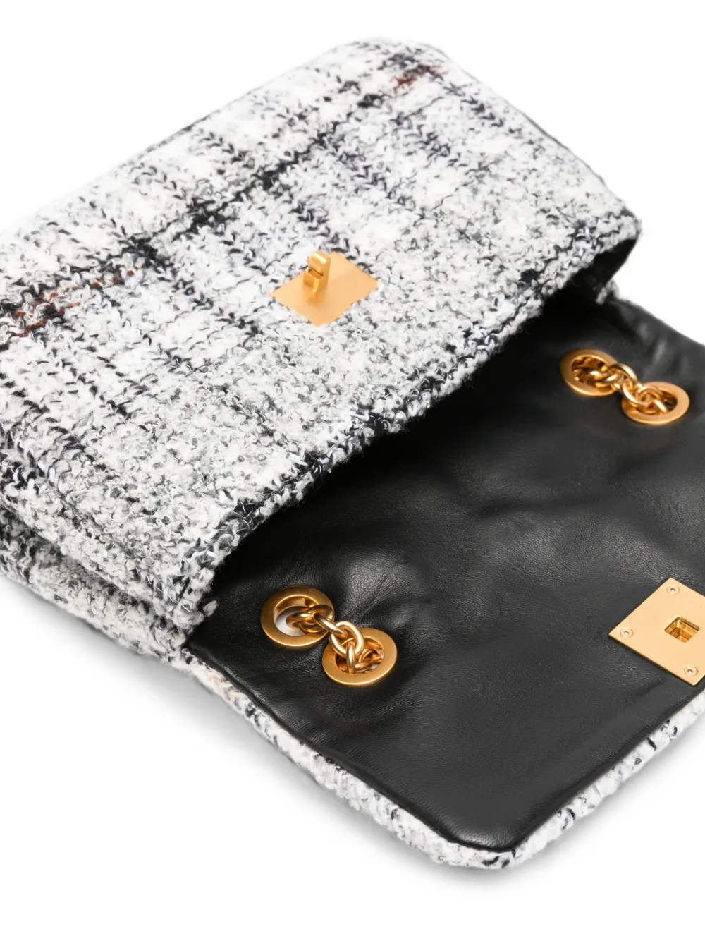 Missoni Caperdoni Check Knitted Shoulder Bag in White, view 5
