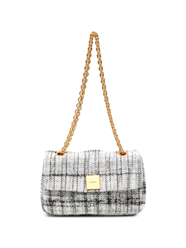 Missoni Caperdoni Check Knitted Shoulder Bag in White