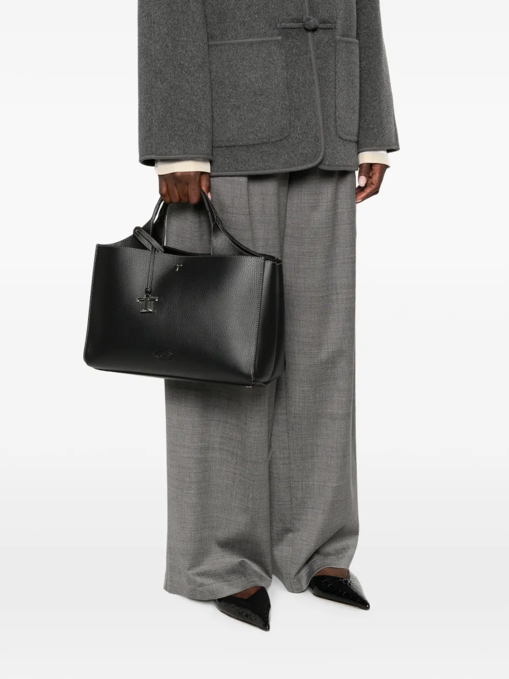 Tod's Hanging T leren shopper Zwart