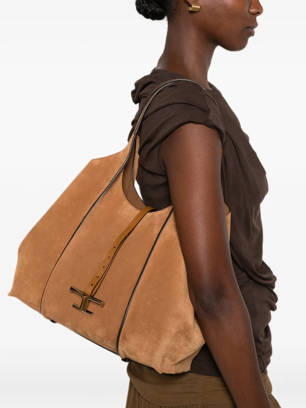 Tod's Medium T Timeless suède shopper Bruin