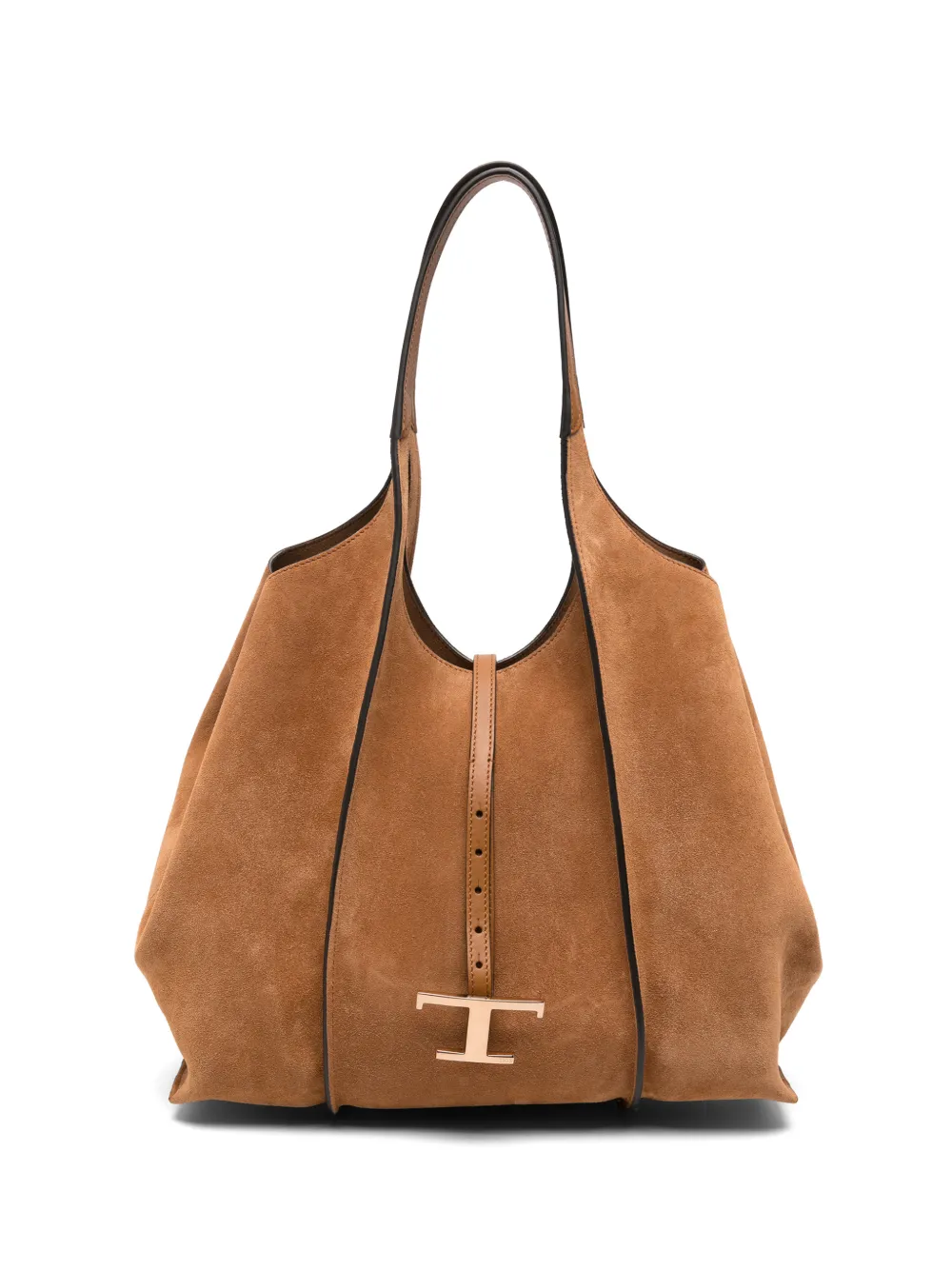 Tod's medium T Timeless suede tote bag - Braun