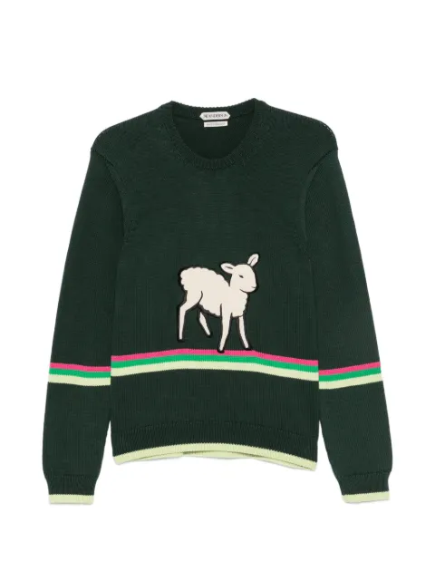 JW Anderson sheep jumper in dark green