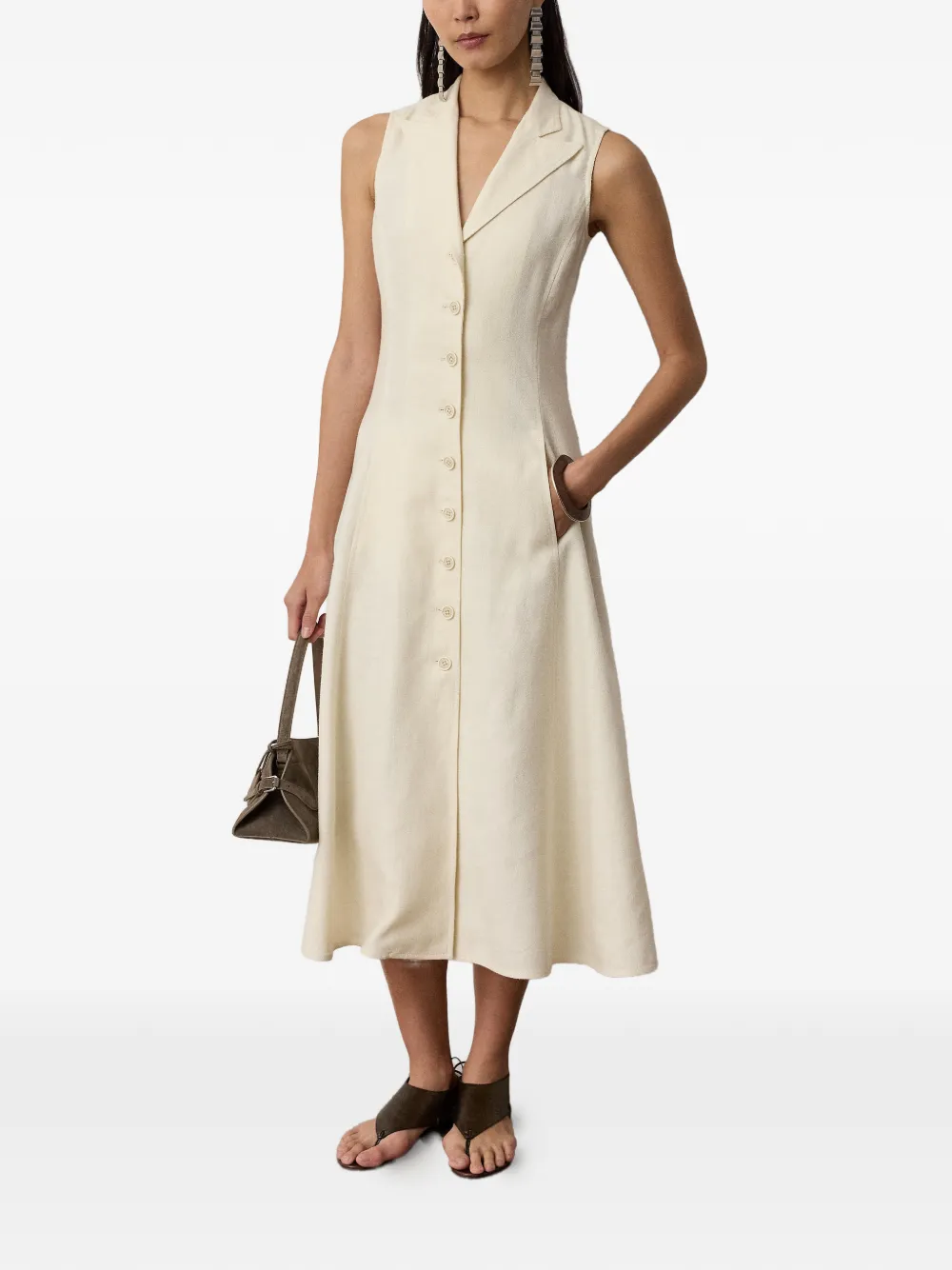 Ralph Lauren Collection Kensley midi-jurk Beige