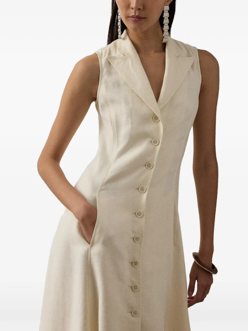 Ralph Lauren Collection Kensley midi-jurk Beige