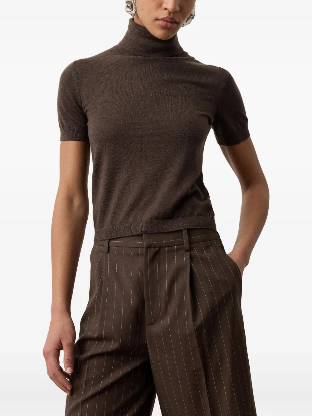 Ralph Lauren Collection Kasjmier trui met korte mouwen Bruin