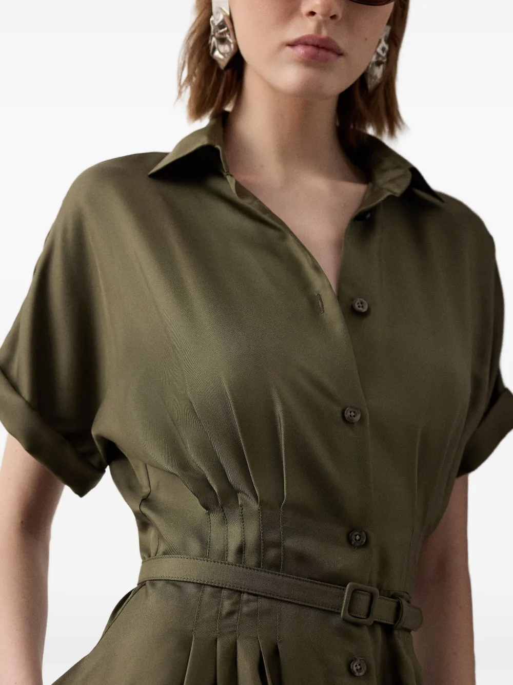 Ralph Lauren Collection Donatella zijden blousejurk met ceintuur Groen