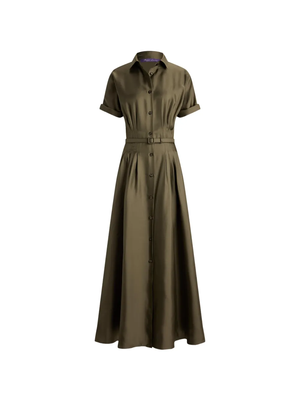 Ralph Lauren Collection Donatella belted silk shirt midi dress - Green