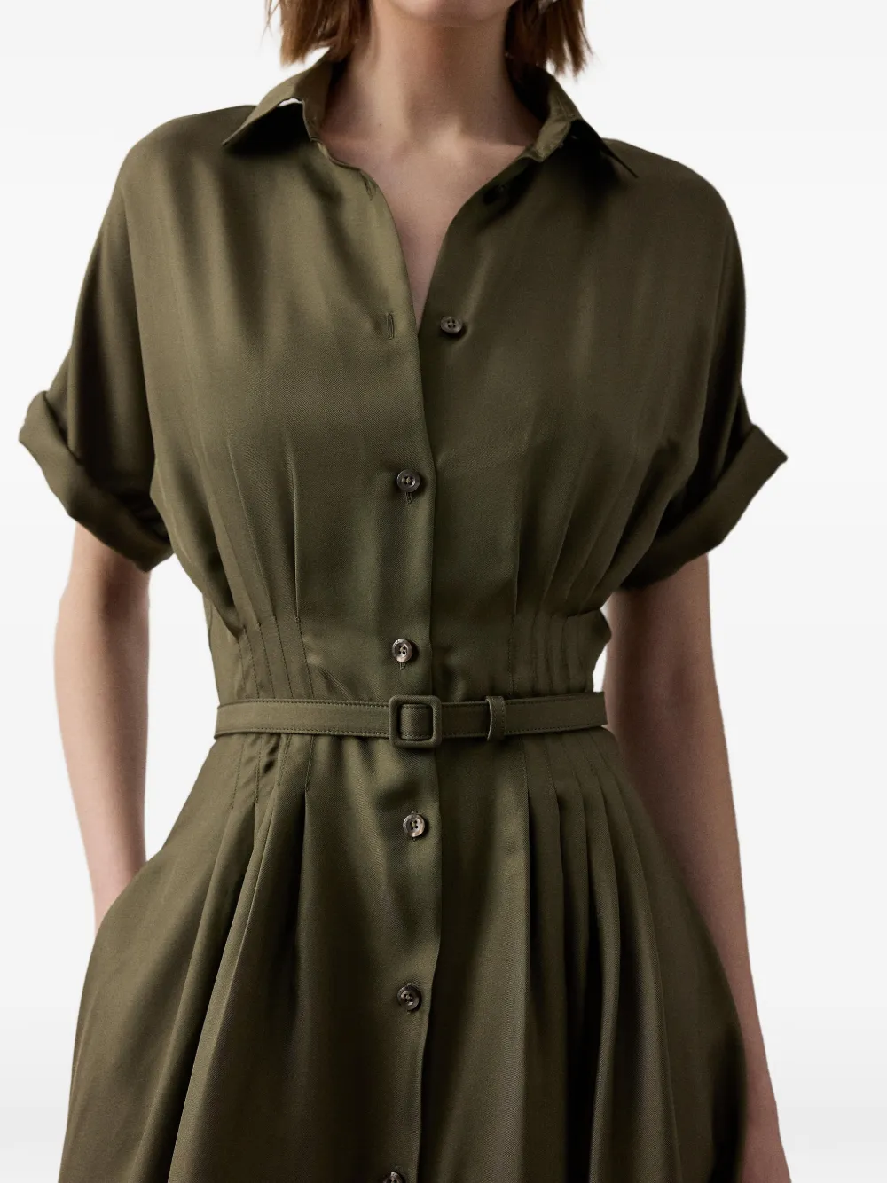 Ralph Lauren Collection Donatella zijden blousejurk met ceintuur Groen