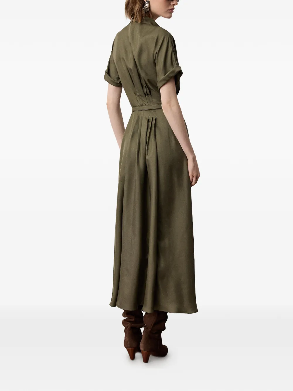 Ralph Lauren Collection Donatella zijden blousejurk met ceintuur Groen