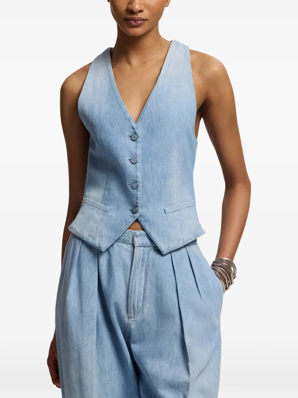 Ralph Lauren Collection Clarissa katoenen denim gilet Blauw