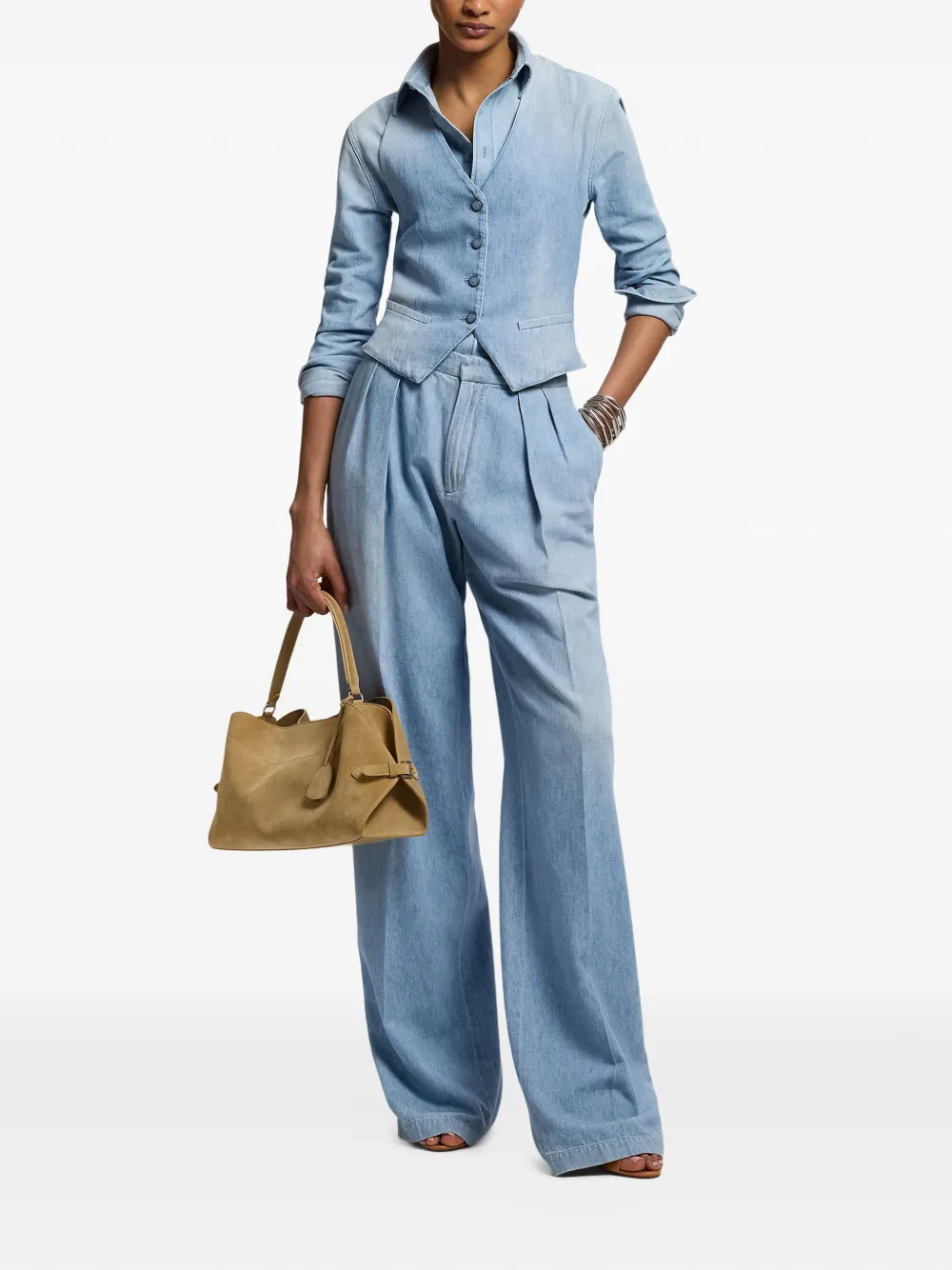 Ralph Lauren Collection Clarissa katoenen denim gilet Blauw