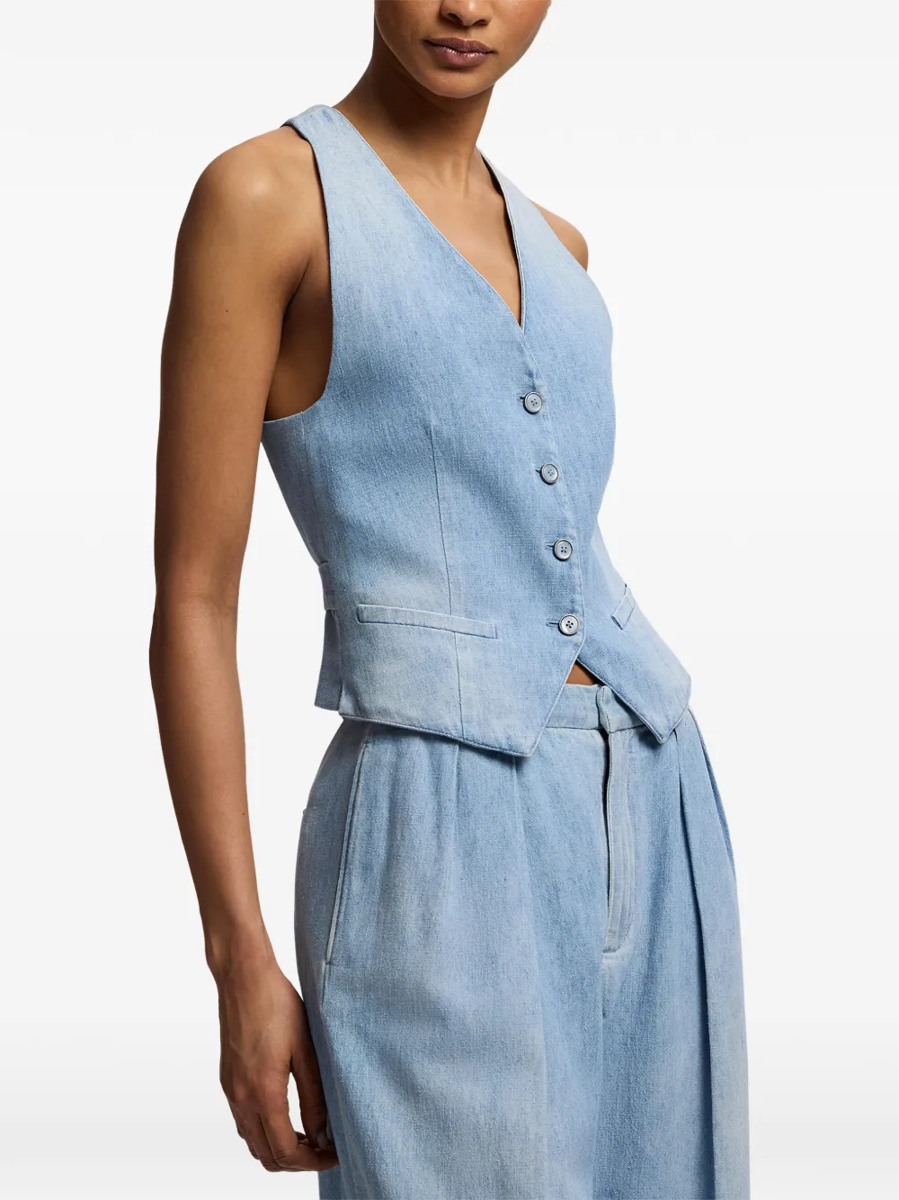 Ralph Lauren Collection Clarissa katoenen denim gilet Blauw
