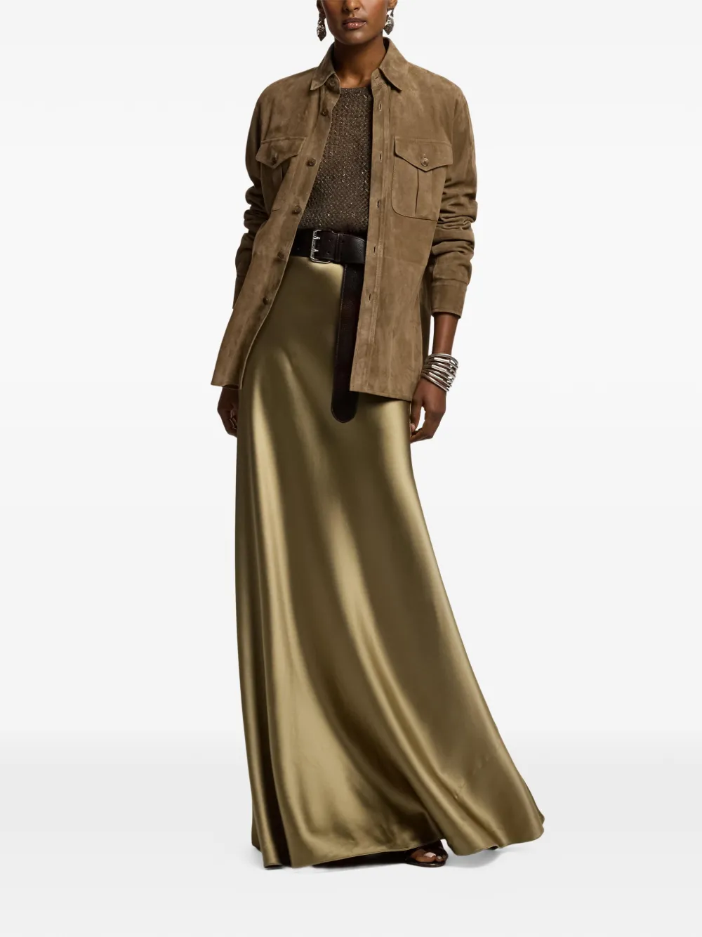 Ralph Lauren Collection Landry lams suède blouse Bruin