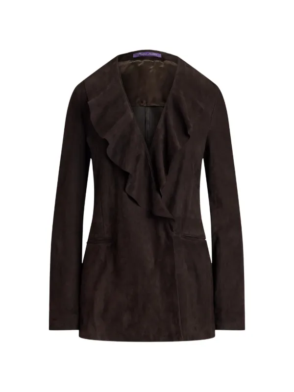 Ralph Lauren Collection Heddie Ruffle-trim Lamb-suede Jacket in Brown