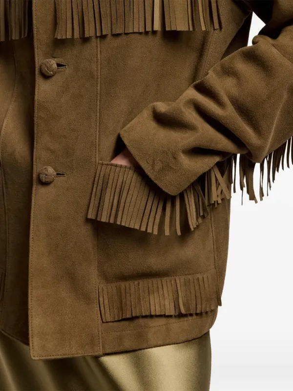 Ralph Lauren Collection Perce fringe-trim Jacket | Brown | FARFETCH