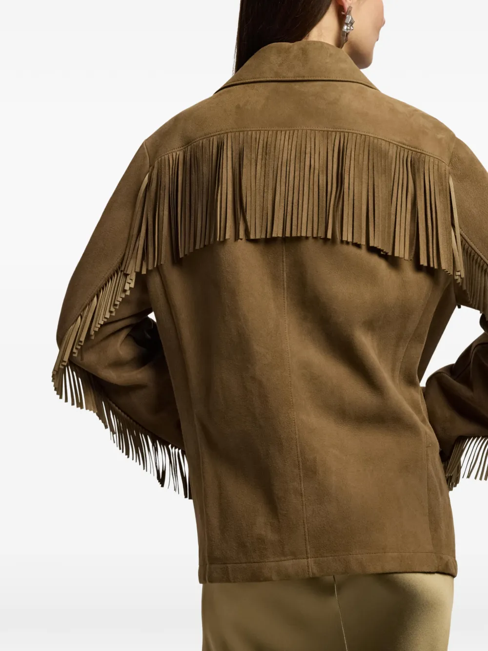 Ralph Lauren Collection Suède jack met franje Bruin