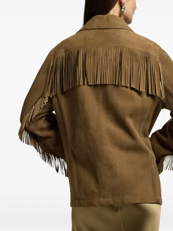 Ralph Lauren Collection Perce fringe-trim Jacket | Brown | FARFETCH