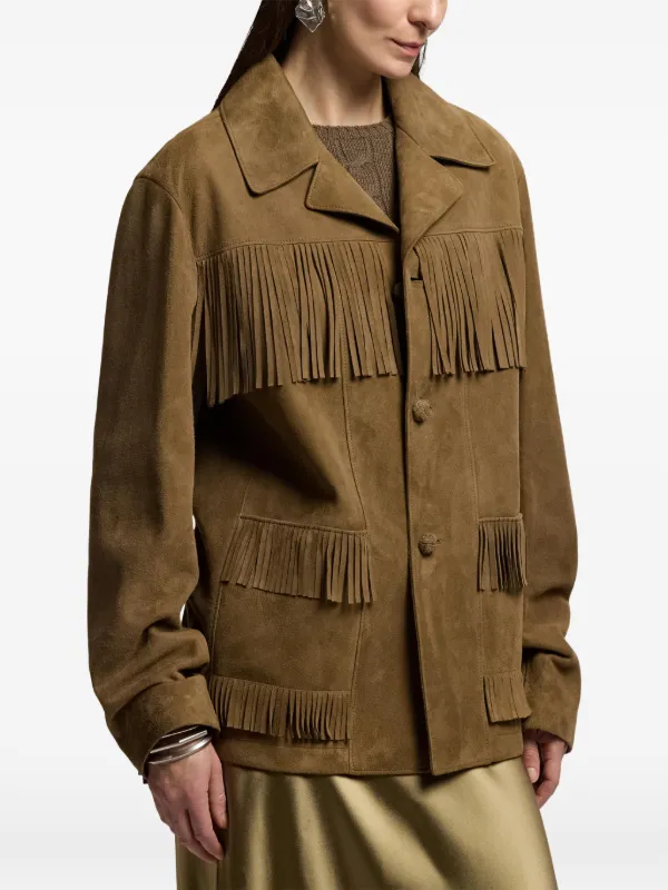 Ralph Lauren Collection Perce fringe-trim Jacket | Brown | FARFETCH