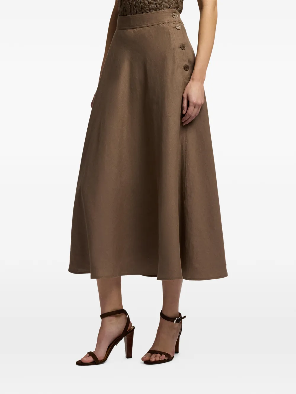Ralph Lauren Collection Kenzie midi-rok Bruin