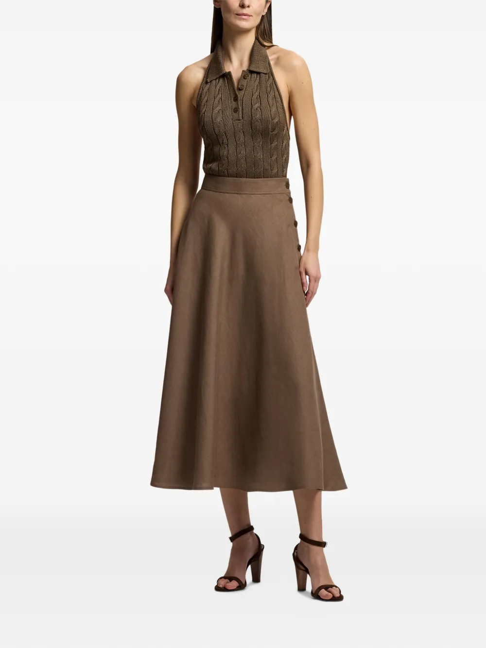 Ralph Lauren Collection Kenzie midi-rok Bruin