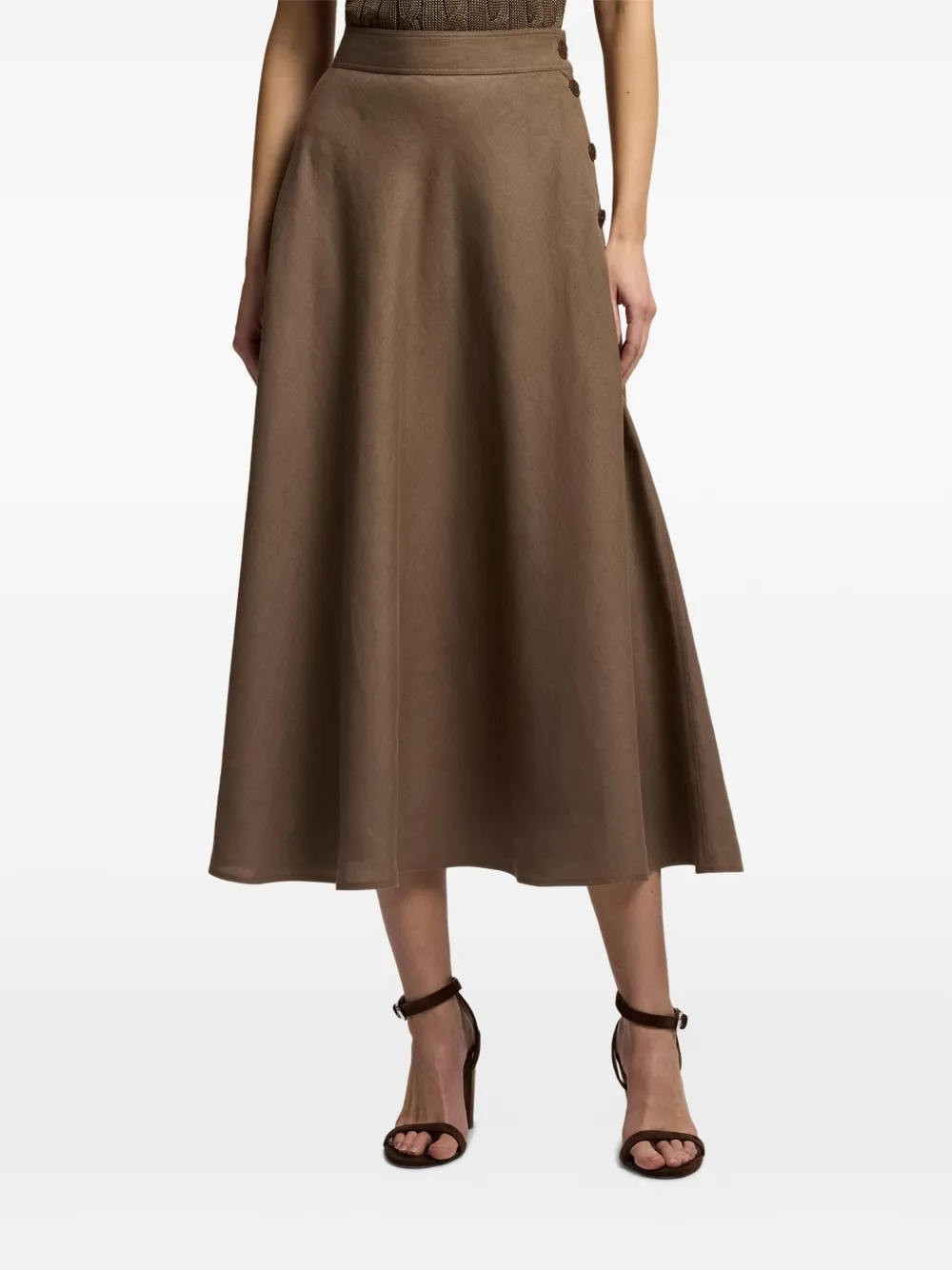 Ralph Lauren Collection Kenzie midi-rok Bruin
