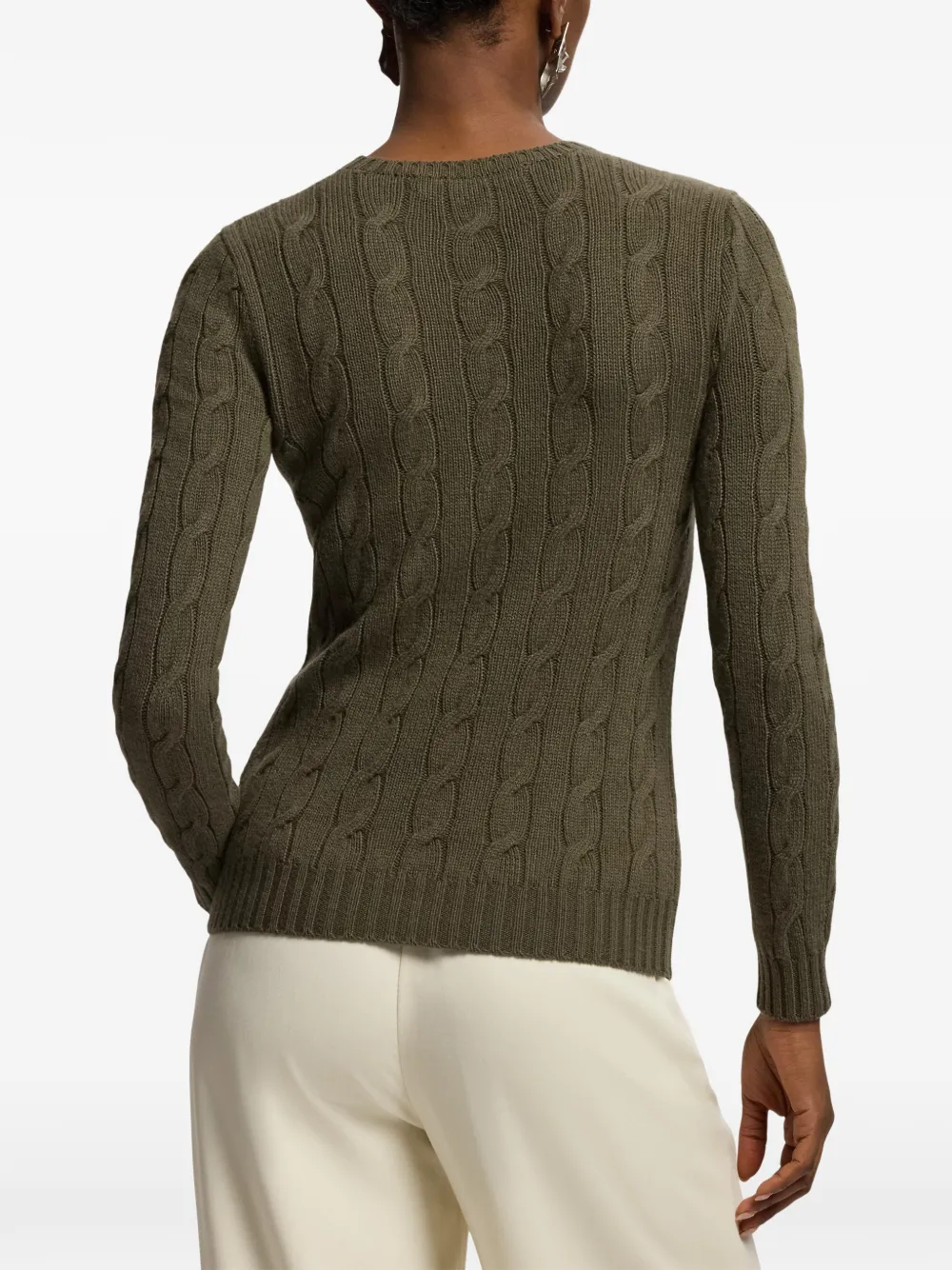 Ralph Lauren Collection Kabelgebreide kasjmier trui met ronde hals Groen