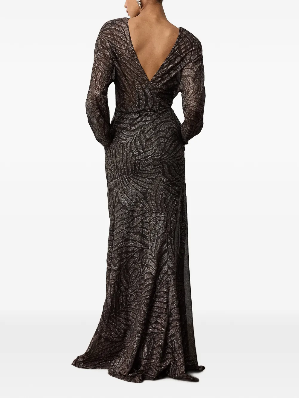 Ralph Lauren Collection Shannen maxi-jurk met V-hals Bruin