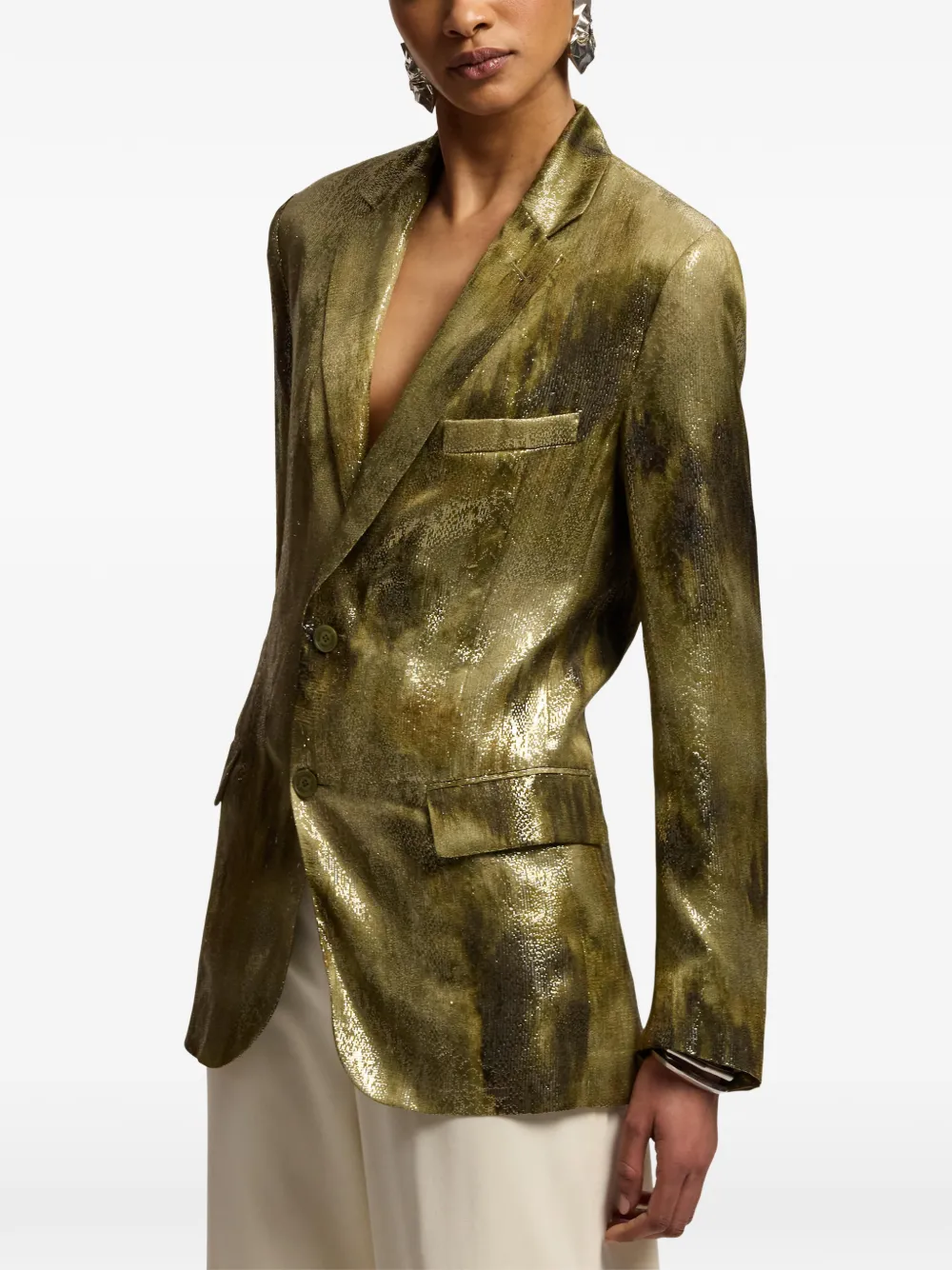 Ralph Lauren Collection Marcy blazer met jacquard en abstracte print Groen
