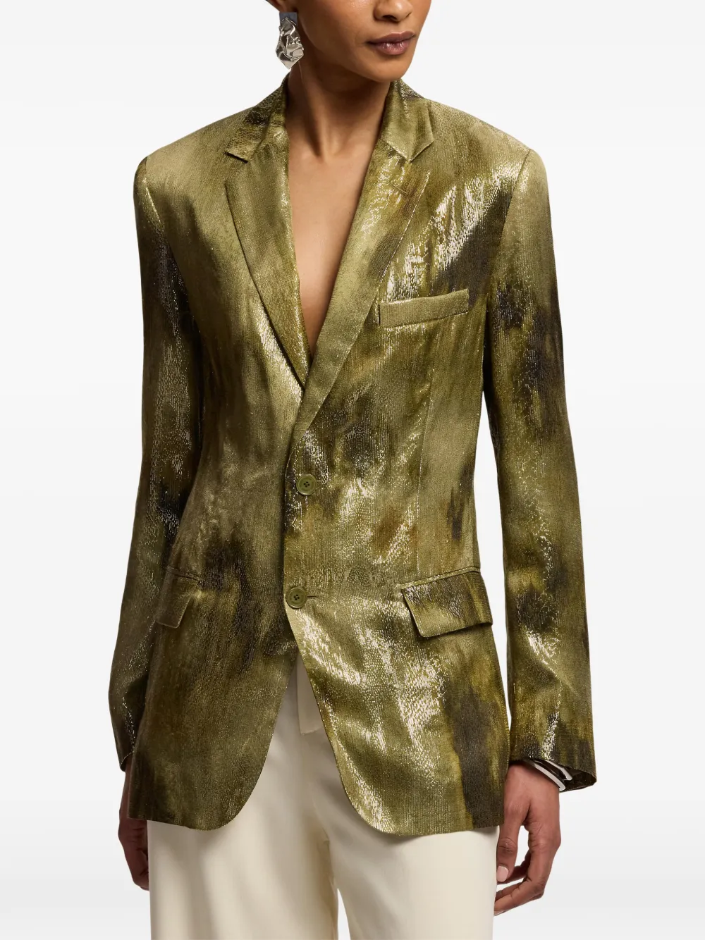 Ralph Lauren Collection Marcy blazer met jacquard en abstracte print Groen