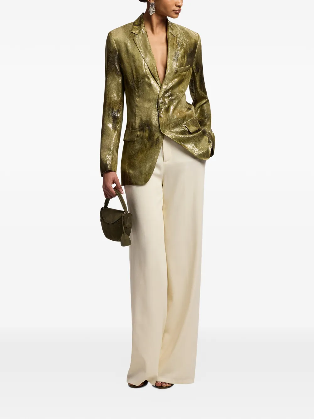 Ralph Lauren Collection Marcy blazer met jacquard en abstracte print Groen